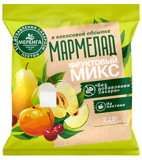  Меренга Мармелад без сахара в кокосовой обсыпке Фруктовый микс, 220г   в Каспийске