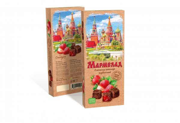 №2 Сладарт Мармелад Клубничный в темном шоколаде, 150г  в Каспийске